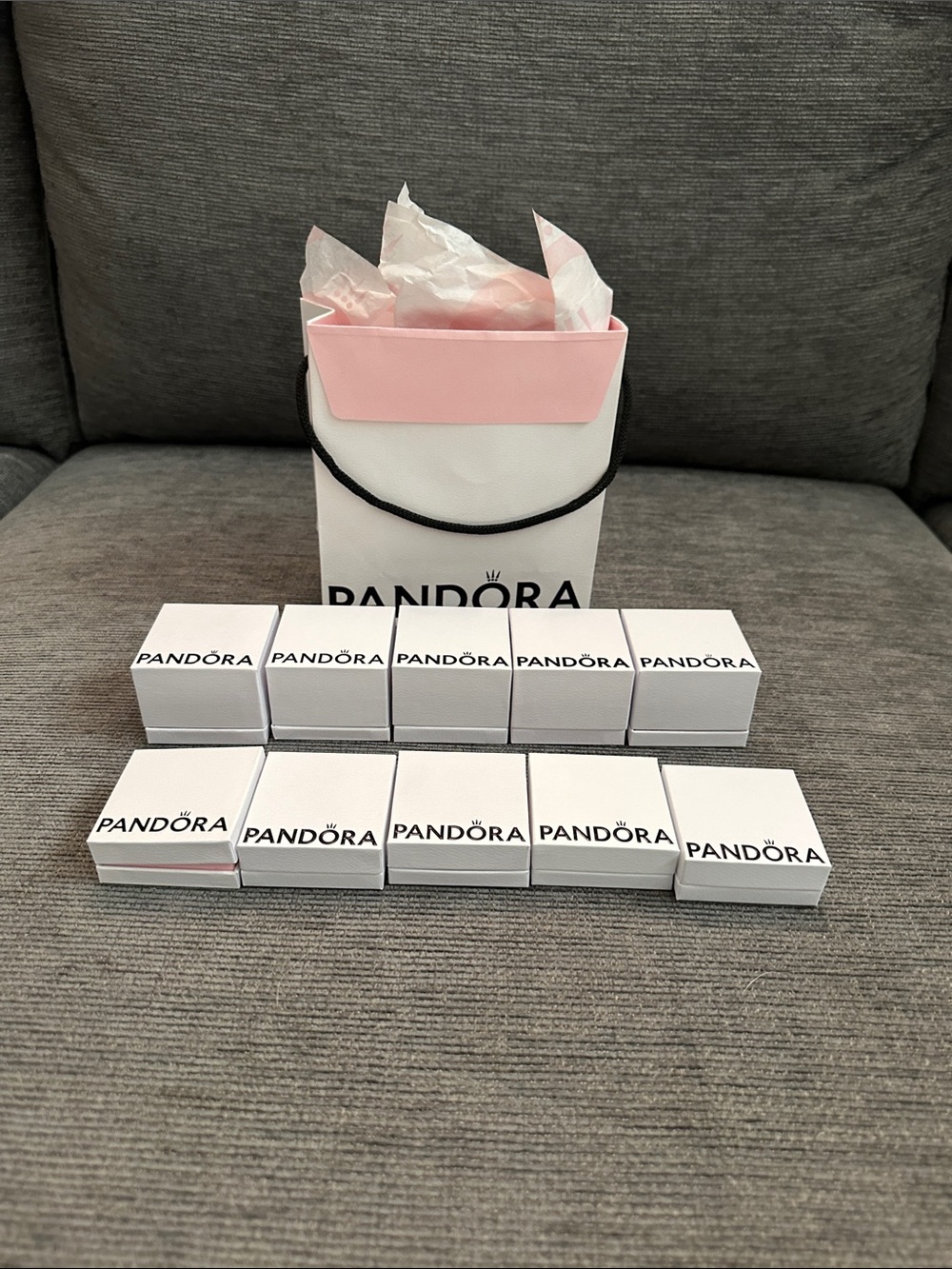 Pandora charm boxes, and bag